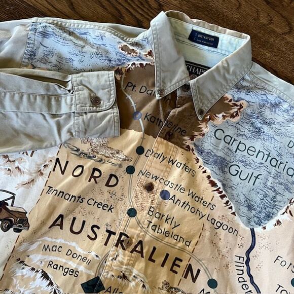 VTG Chaps Ralph Lauren Button Down Shirt Mens M Australien Outback Map Cotton - Picture 1 of 8